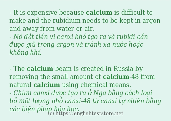 calcium cách sử dụng trong câu và ví dụ