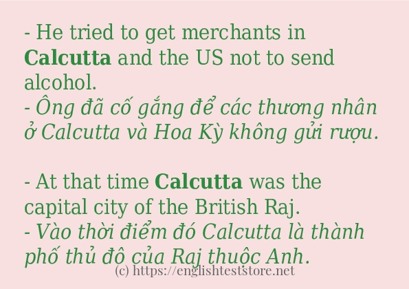 calcutta cách sử dụng và câu ví dụ