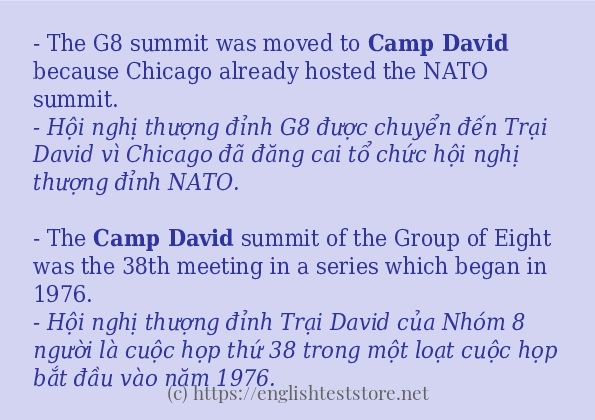 camp david cách sử dụng trong câu và ví dụ