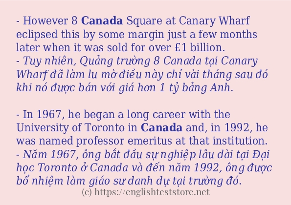 canada câu ví dụ và cách dùng