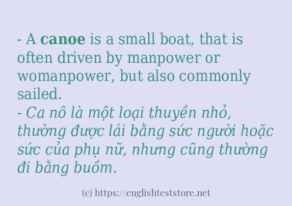 canoe các cách dùng và câu ví dụ