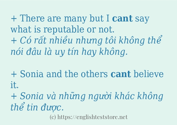 cant sử dụng thực tế trong câu