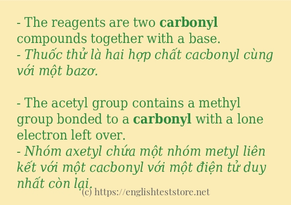 carbonyl cách sử dụng và câu ví dụ