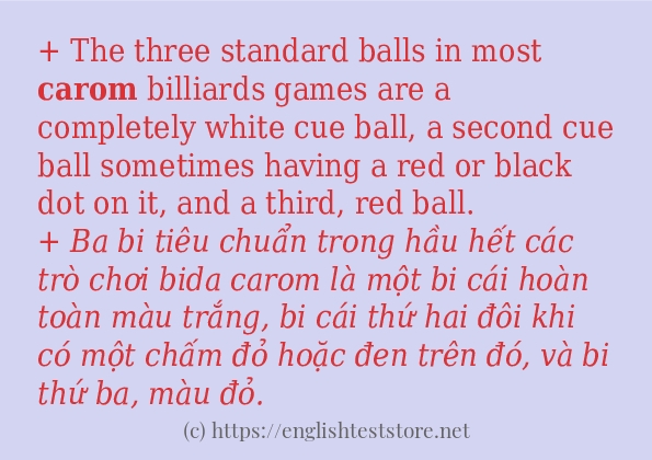 carom sử dụng như thế nào và câu ví dụ