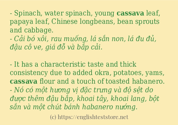cassava cách sử dụng và câu ví dụ