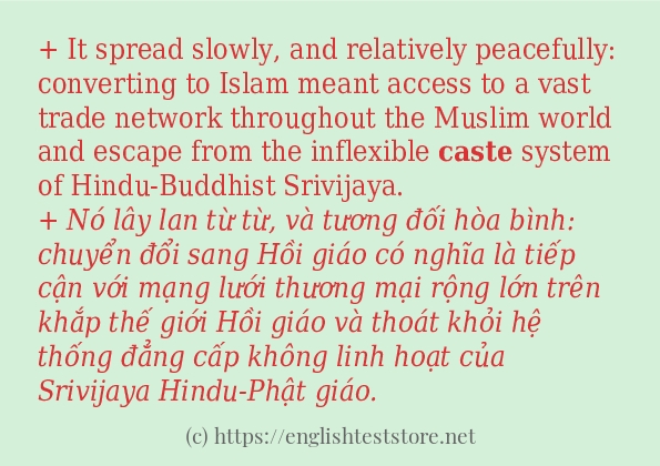 caste ví dụ cách dùng trong câu