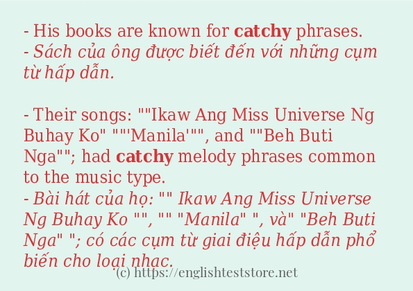 catchy cách dùng trong câu và ví dụ