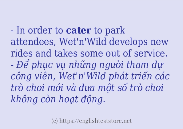 cater ví dụ và cách sử dụng trong câu