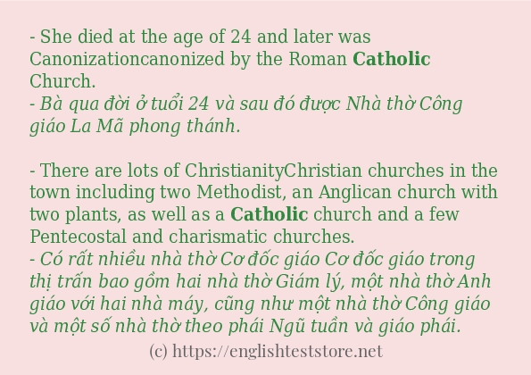 catholic sử dụng thực tế trong câu