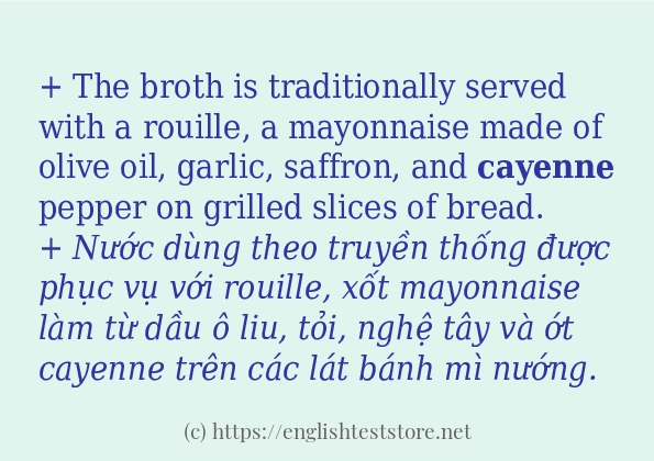 cayenne áp dụng trong câu và ví dụ