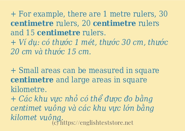 centimetre các cách dùng và câu ví dụ