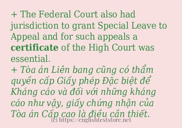 certificate ví dụ cách dùng trong câu certificate ví dụ cách dùng trong câu