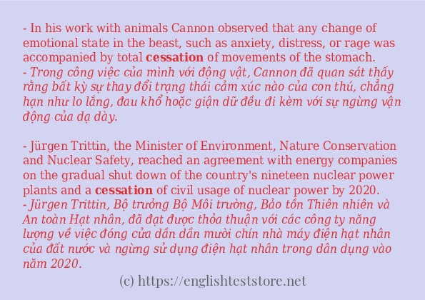 cessation ví dụ và cách sử dụng trong câu
