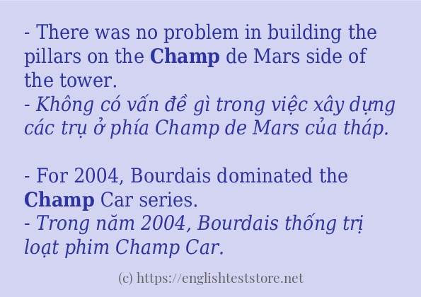 champ cách sử dụng và câu ví dụ