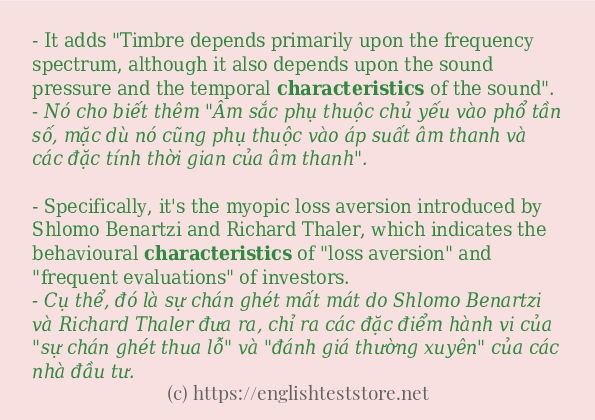 characteristics sử dụng như thế nào?