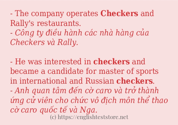 checkers sử dụng như thế nào và câu ví dụ