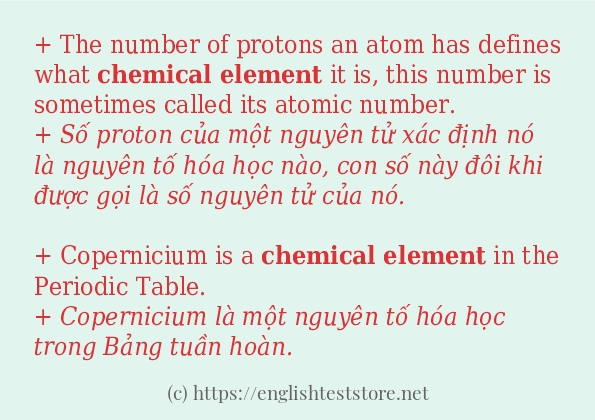 chemical element cách dùng và ví dụ trong câu