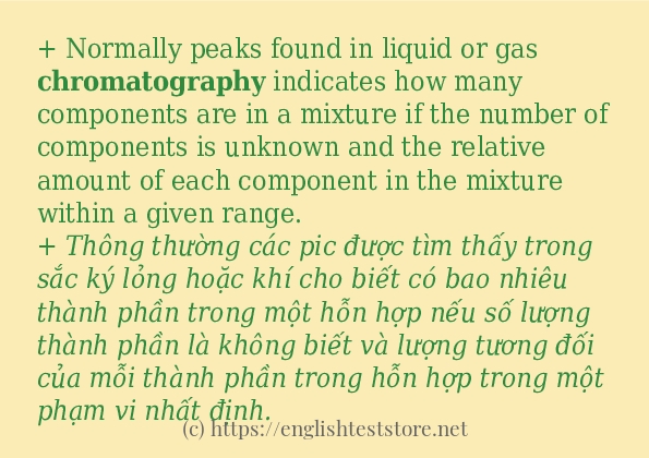 chromatography sử dụng thực tế trong câu