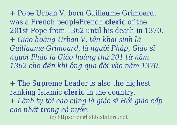cleric các ví dụ và câu điển hình