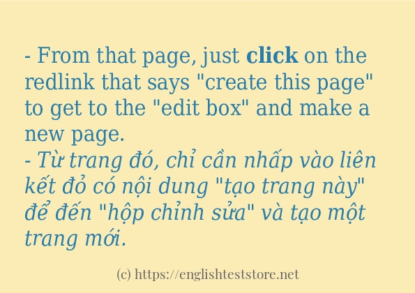 click sử dụng thực tế trong câu