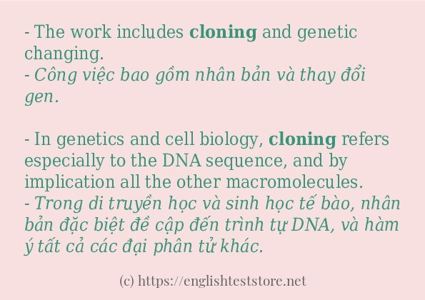cloning cách dùng và ví dụ trong câu