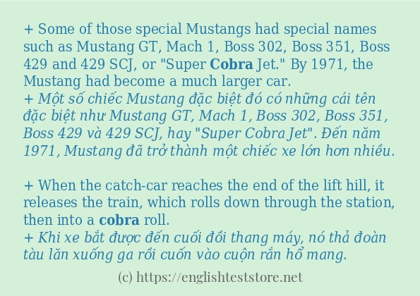 cobra ví dụ và cách sử dụng trong câu cobra ví dụ và cách sử dụng trong câu