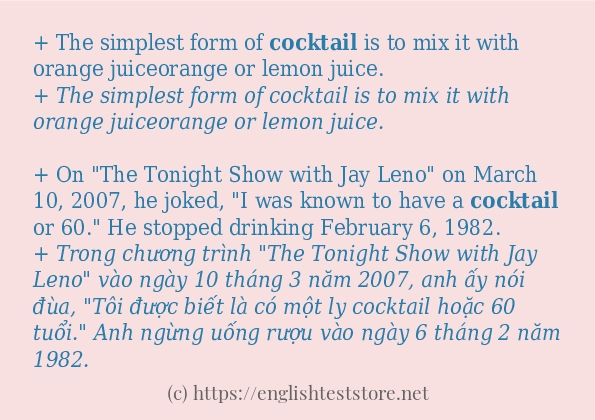cocktail ví dụ và cách sử dụng trong câu