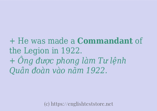 commandant câu ví dụ và cách dùng