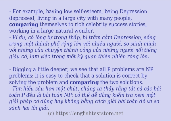 comparing cách dùng trong câu và ví dụ