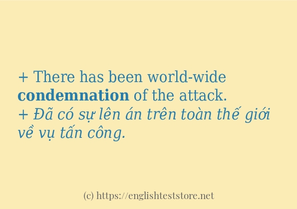 condemnation câu ví dụ và cách sử dụng