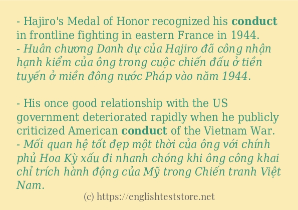 conduct câu ví dụ và cách dùng