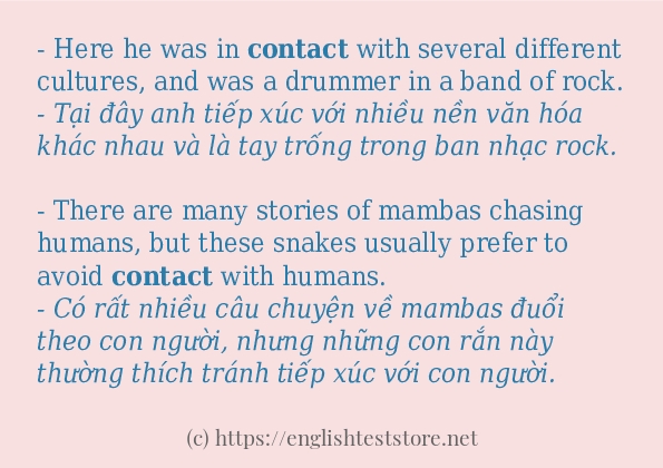 contact ví dụ và cách sử dụng trong câu