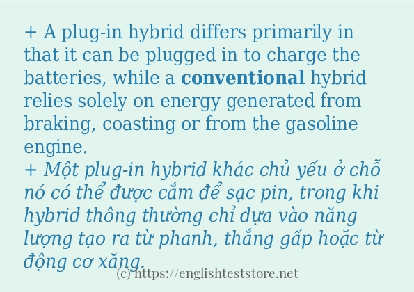 conventional áp dụng trong câu và ví dụ