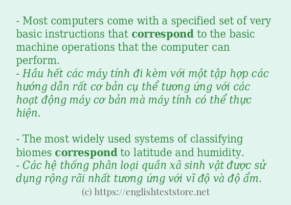 correspond ví dụ và cách sử dụng trong câu