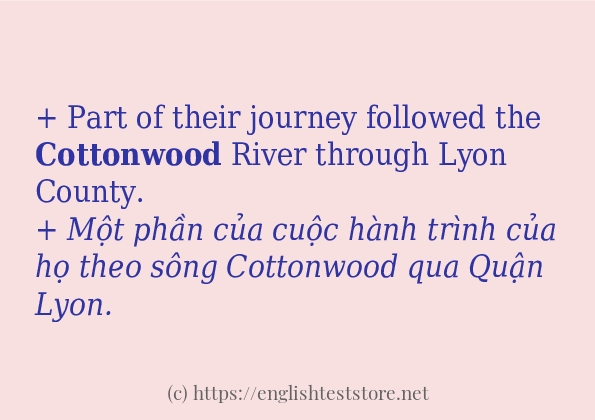 cottonwood cách dùng trong câu và ví dụ