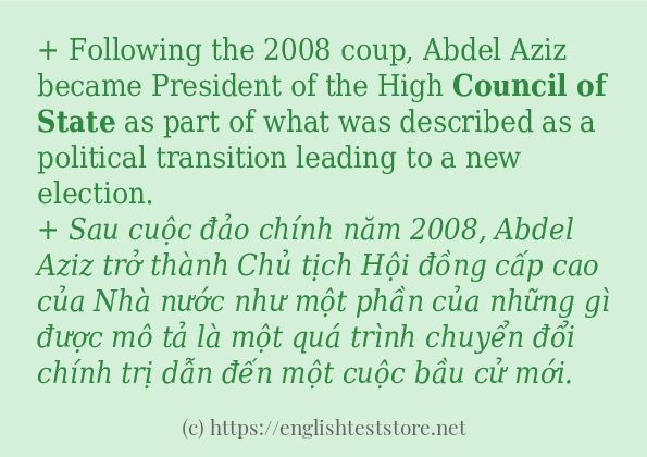 council of state ví dụ và cách sử dụng trong câu