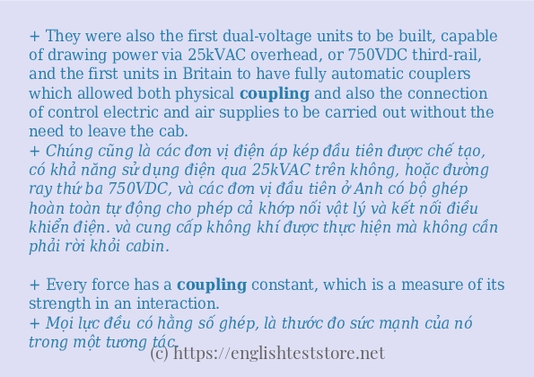 coupling câu ví dụ và cách sử dụng