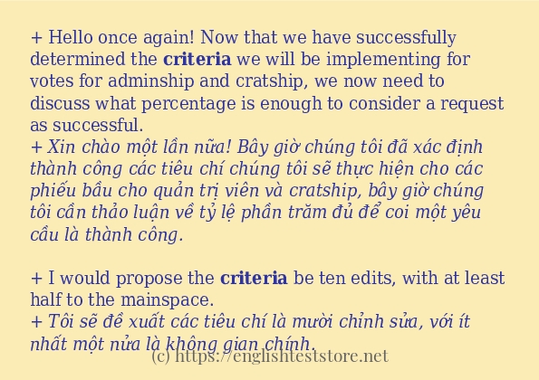 criteria cách sử dụng và câu ví dụ criteria cách sử dụng và câu ví dụ