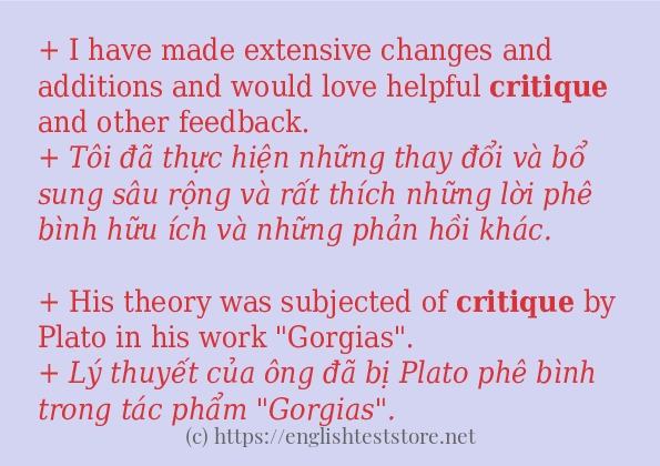 critique sử dụng như thế nào và câu ví dụ