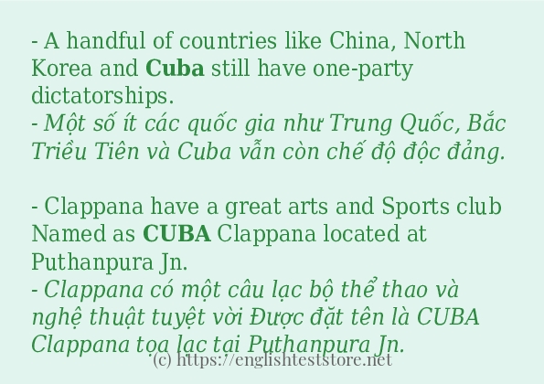 cuba áp dụng trong câu và ví dụ