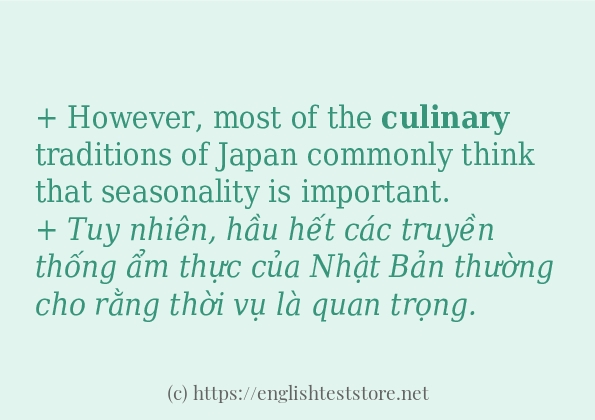 culinary cách sử dụng và câu ví dụ culinary cách sử dụng và câu ví dụ