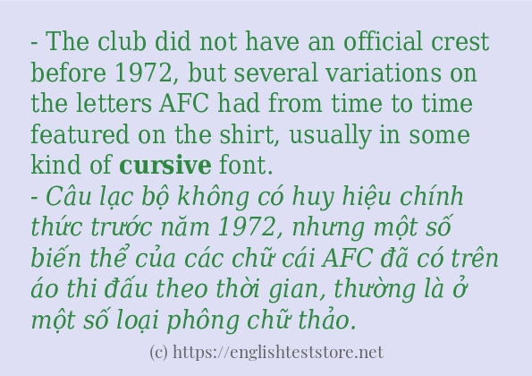 cursive cách dùng trong câu và ví dụ