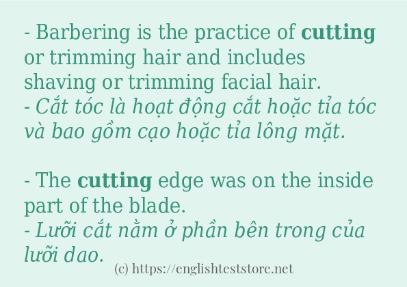 cutting sử dụng như thế nào và câu ví dụ