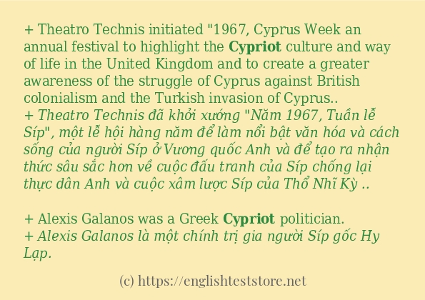 cypriot ví dụ và cách sử dụng trong câu