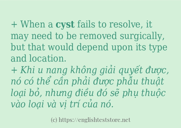 cyst câu ví dụ về cách dùng