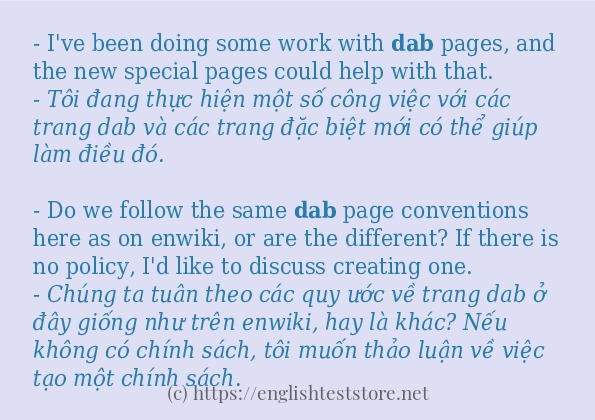 dab áp dụng trong câu và ví dụ