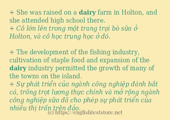 dairy ví dụ cách dùng trong câu dairy ví dụ cách dùng trong câu