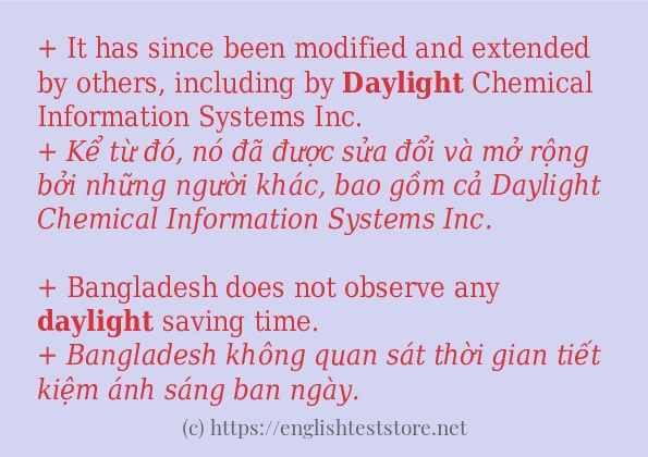 daylight sử dụng như thế nào và câu ví dụ