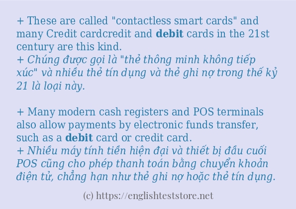 debit cách dùng và câu ví dụ