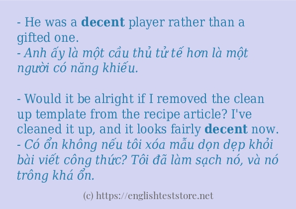 decent câu ví dụ và cách dùng